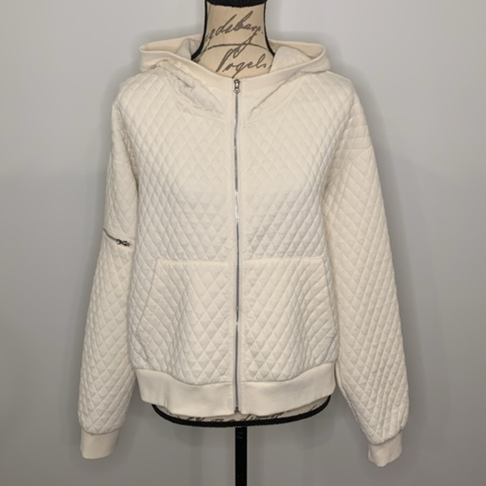 Kendall + Kylie quilted bomber style hooded jacket XL